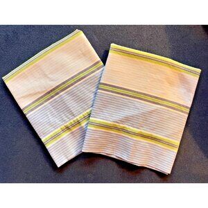 POTTERY BARN Kids Striped Pillowcases 100% Cotton Standard Blue White Green
